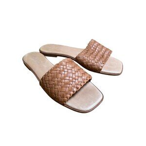 Women's Tan Woven Slide Sandals